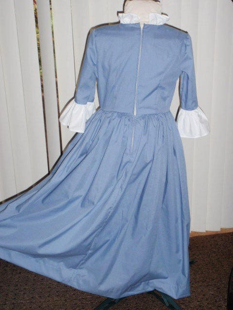 1700s 4 Pc Colonial Work Dress Apron Shawl Mob Cap Outfit Costume for Teens Adults